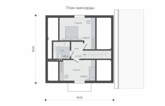 Одноэтажный дом с мансардой и террасой